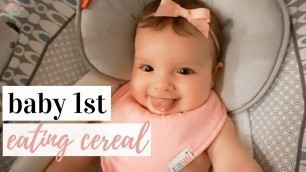 'BABY\'S FIRST TIME EATING RICE CEREAL ✨ | How to make rice cereal + baby\'s reaction'