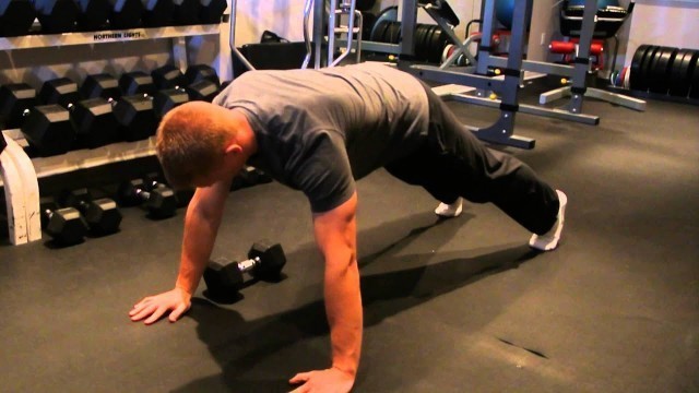 'Plank Exercise: Dumbbell Pull Across'