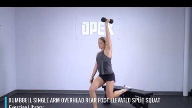 'Dumbbell Single Arm Overhead Rear Foot Elevated Split Squat - OPEX Exercise Library'