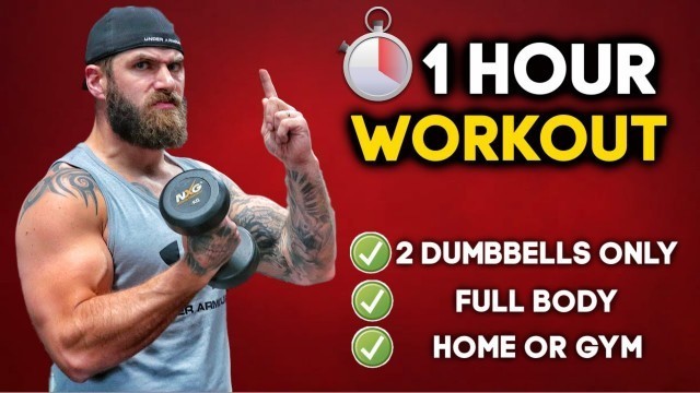 '1 HOUR DUMBBELL FULL BODY WORKOUT AT HOME | no repeat'