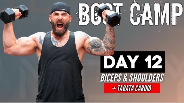 'Day 12 | Bicep And Shoulder Workout With Dumbbells + Tabata Cardio'