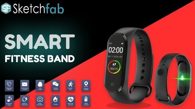 'SKETCHFAB M4/M3 Smart Band Fitness Tracker| Watch Heart Rate | Activity Tracker | Cheap fitness band'