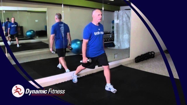 'Dynamic leg/arm and stability exercise... DB Alternating-Reverse-Lunge/Hammer Curl'