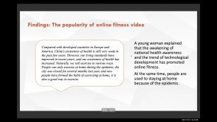 'USERS\' SOCIAL INTERATION ON ONLINE FITNESS VIDEOS DURING THE COVID-19 PANDEMIC IN CHINA - EVIDENCE..'